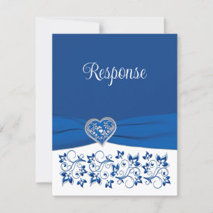 Royal Blue, wit hart van liefde bruiloft RSVP Kaar Kaartje