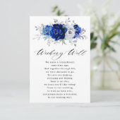 Royal Blue Wit Zilver Metallic Wishing Well Informatiekaartje (Staand voorkant)