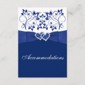 Royal Blue, witte bloemen, harten behuizing Kaart (Voorkant)