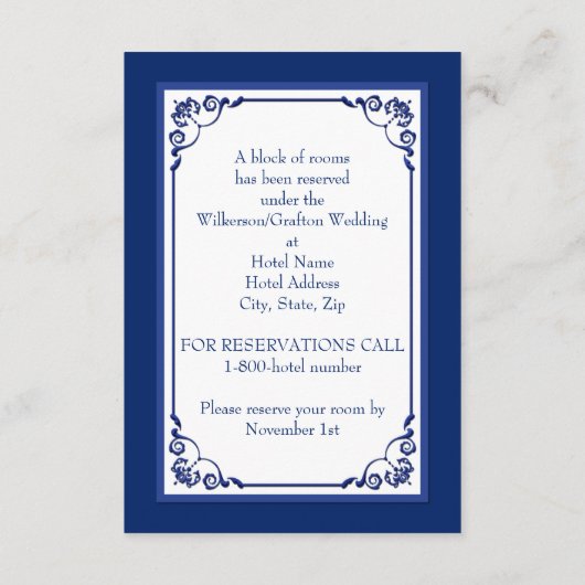 Royal Blue, witte bloemen, harten behuizing Kaart (Achterkant)