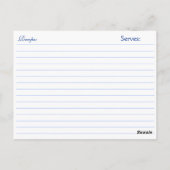 Royal Blue, witte bloemenhartjes recept Kaart (Achterkant)