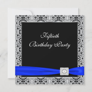 Royal Blue Womans Classy Black 50ste verjaardagsfe Kaart