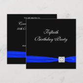 Royal Blue Womans Classy Black 50ste verjaardagsfe Kaart (Voorkant / Achterkant)