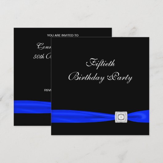 Royal Blue Womans Classy Black 50ste verjaardagsfe Kaart (Voorkant / Achterkant)