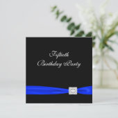 Royal Blue Womans Classy Black 50ste verjaardagsfe Kaart (Staand voorkant)