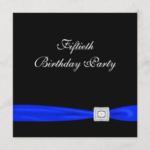Royal Blue Womans Classy Black 50ste verjaardagsfe Kaart
