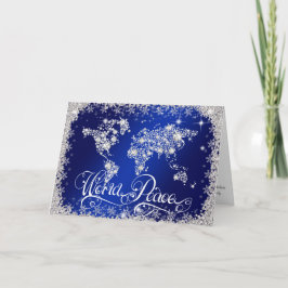 Royal Blue WORLD PEACE Diamonds PERSONALIZED Feestdagen Kaart