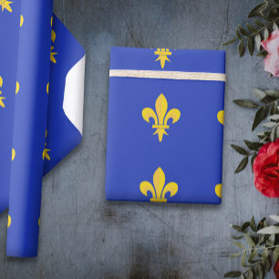 Royal Blue Wrapping Paper met goudvlooier de Lis Cadeaupapier