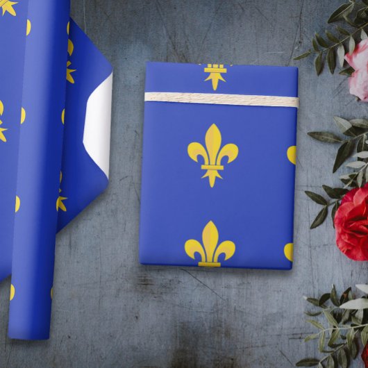 Royal Blue Wrapping Paper met goudvlooier de Lis Cadeaupapier