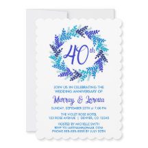 Royal Blue Wreath 40th Wedding Jubileum