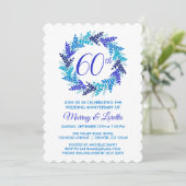 Royal Blue Wreath 60th Wedding Jubileum Kaart (Staand voorkant)