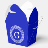 Royal Blue WT Grieks Sleutel RND Lijst Initiaal Mo Bedankdoosjes (Geopend)