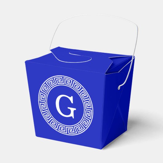 Royal Blue WT Grieks Sleutel RND Lijst Initiaal Mo Bedankdoosjes (Voorkant Zijde)