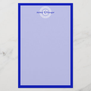 Royal Blue WT Grieks Sleutel RND Lijst Initiaal Mo Briefpapier