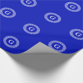 Royal Blue WT Grieks Sleutel RND Lijst Initiaal Mo Cadeaupapier (Hoek)