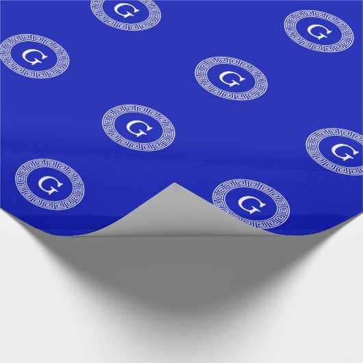 Royal Blue WT Grieks Sleutel RND Lijst Initiaal Mo Cadeaupapier (Hoek)