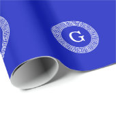 Royal Blue WT Grieks Sleutel RND Lijst Initiaal Mo Cadeaupapier (Rol Hoek)