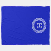 Royal Blue WT Grieks Sleutel RND Lijst Initiaal Mo Fleece Deken (Voorkant (Horizontaal))