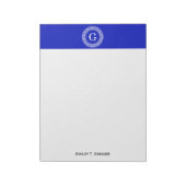 Royal Blue WT Grieks Sleutel RND Lijst Initiaal Mo Notitieblok (Linkerzijde)