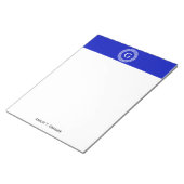 Royal Blue WT Grieks Sleutel RND Lijst Initiaal Mo Notitieblok (Schuin)