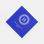 Royal Blue WT Grieks Sleutel RND Lijst Initiaal Mo Servetten (Hoek)