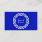 Royal Blue WT Grieks Sleutel RND Lijst Initiaal Mo Visitekaartje (Achterkant)