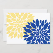 Royal Blue Yellow Floral Burst Engagement Party Kaart (Achterkant)