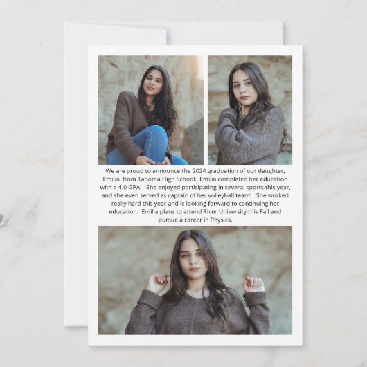 Royal Blue Yellow Gold Elegant Afstudeerder Aankondiging (Achterkant)