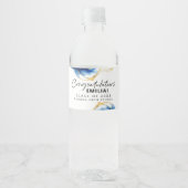 Royal Blue Yellow Gold Elegant Afstuderen Waterfles Etiket (Voorkant)