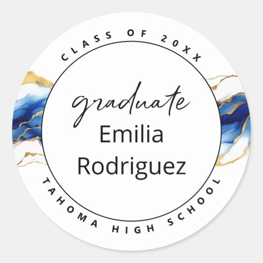 Royal Blue Yellow Gold Elegant Afstuderen zegel (Voorkant)