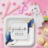 Royal Blue Yellow Gold Elegant minimaal Afstuderen Papieren Bordje (Feest)