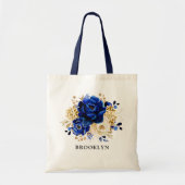Royal Blue Yellow Gold Floral Bridesmaid gift Tas (Voorkant)