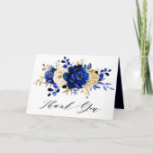 Royal Blue Yellow Gold Floral Vrijgezellenfeest Bedankkaart (Voorkant)
