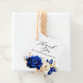 Royal Blue Yellow Gold Floral Weddenschap Bedankt  Bedankjes Labels (In situ)