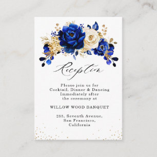 Royal Blue Yellow Gold Floral Weddenschappen Recep Informatiekaartje