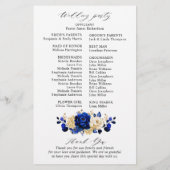 Royal Blue Yellow Gold Floral Wedding Programme (Achterkant)