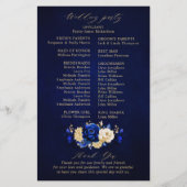 Royal Blue Yellow Gold Floral Wedding Programme (Achterkant)