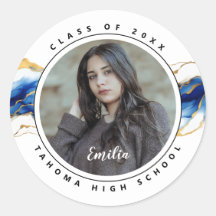 Royal Blue Yellow Gold Foto Afstuderen zegel