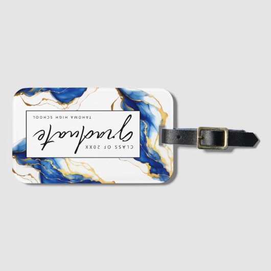 Royal Blue Yellow Gold Klasse van 2024 Elegant Bagagelabel (Voorkant (horizontaal))