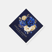Royal Blue Yellow Gold Metallic Floral Weddenschap Servet (Hoek)