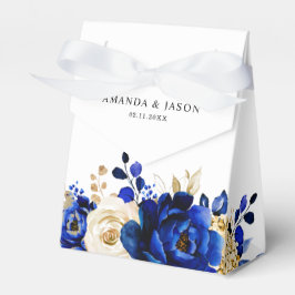 Royal Blue Yellow Gold Metallic Floral Wedding Bedankdoosjes