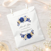 Royal Blue Yellow Gold Metallic Floral Wedding Bedankzakje (Geknipt)