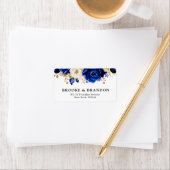 Royal Blue Yellow Gold Metallic Floral Wedding Etiket (Insitu)