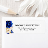 Royal Blue Yellow Gold Metallic Floral Wedding Etiket (Insitu)