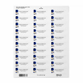 Royal Blue Yellow Gold Metallic Floral Wedding Etiket (Full Sheet)