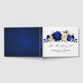 Royal Blue Yellow Gold Metallic Floral Wedding Gastenboek (Volledig)