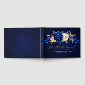 Royal Blue Yellow Gold Metallic Floral Wedding Gue Gastenboek (Volledig)