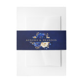 Royal Blue Yellow Gold Metallic Floral Wedding IV Uitnodigingen Wikkel (Voorkant Voorbeeld)