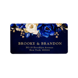Royal Blue Yellow Gold Metallic Floral Wedding Lab Etiket