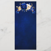 Royal Blue Yellow Gold Metallic Floral Wedding Menu (Achterkant)